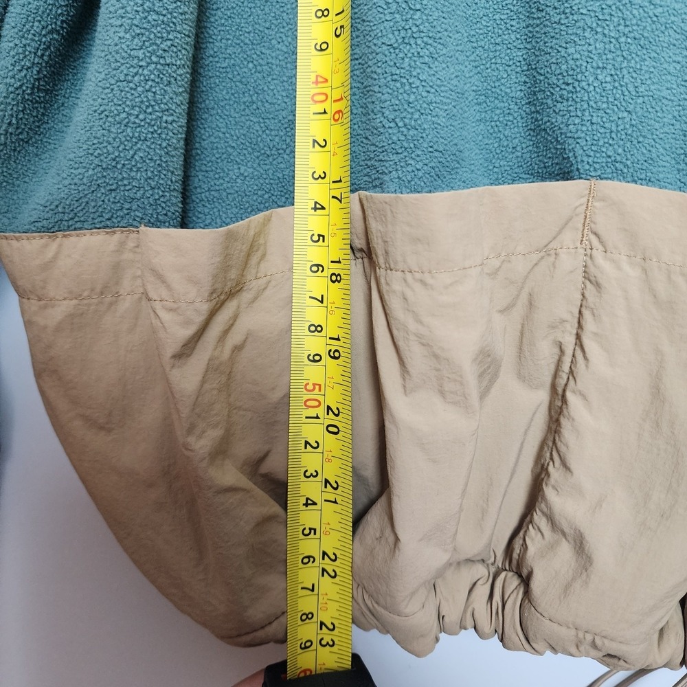 H&M Move Fleece Colorblock Drawstring Pullover Sage Tan Size Small - Picture 7 of 10